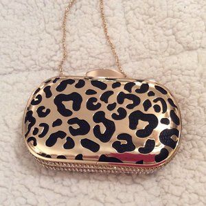 Frank Lyman gold & black with rhinestone trim bag